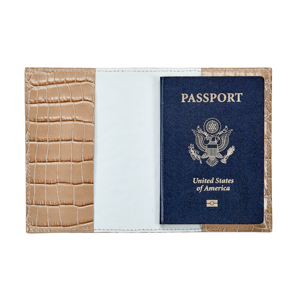 Personalize Embossed Croc Leather Passport Holder - The Well Appointed House