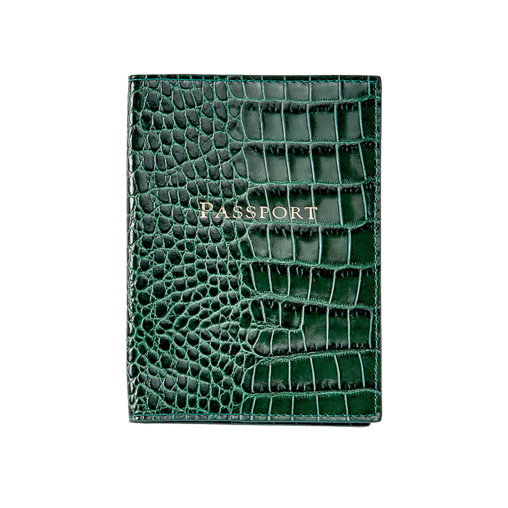 Personalize Embossed Croc Leather Passport Holder - The Well Appointed House