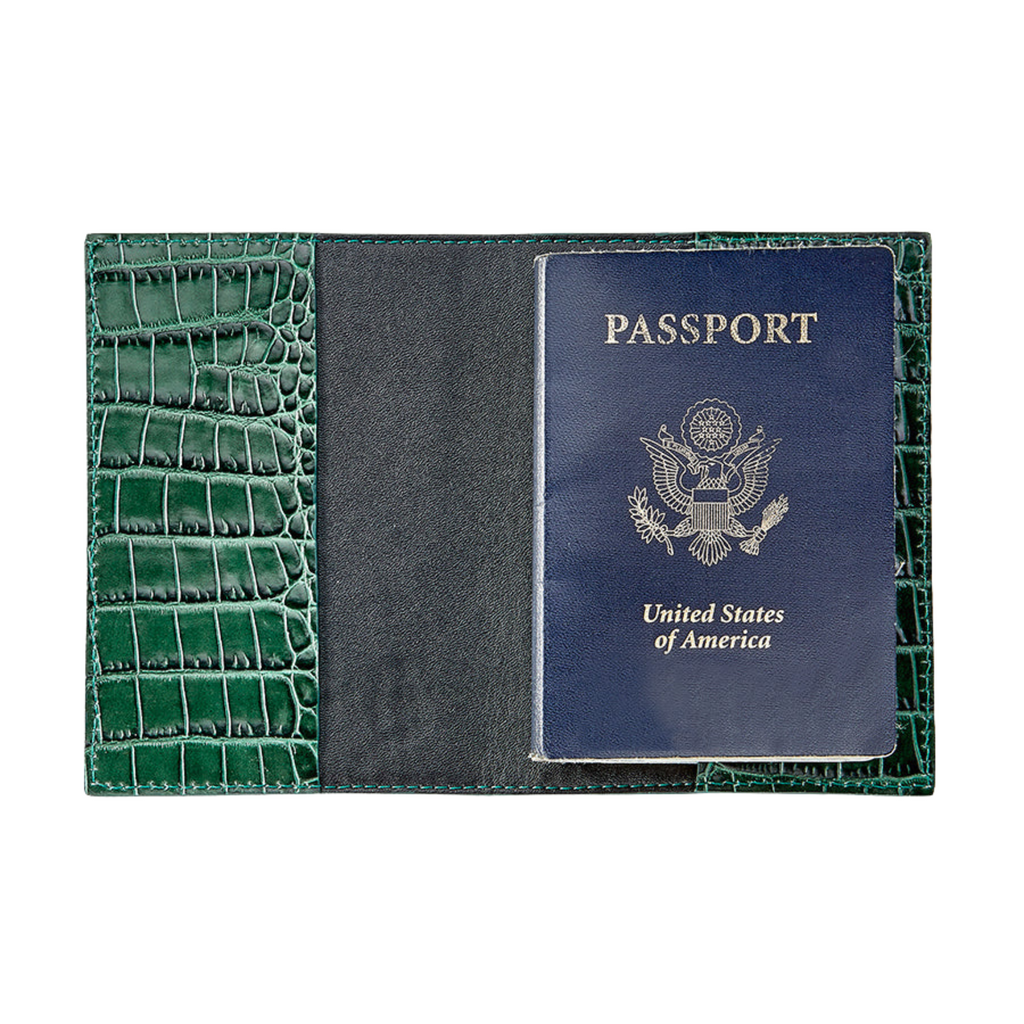 Personalize Embossed Croc Leather Passport Holder - The Well Appointed House