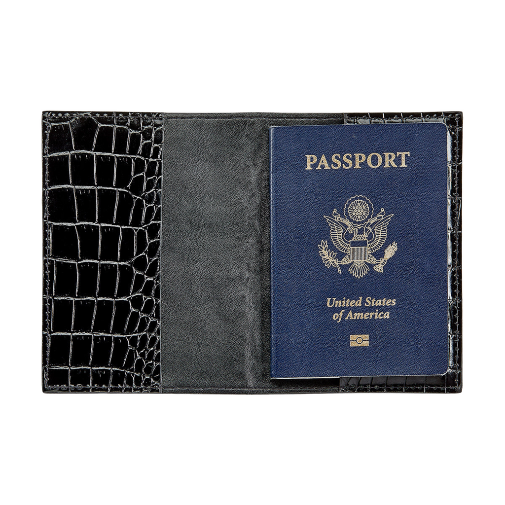 Personalize Embossed Croc Leather Passport Holder - The Well Appointed House