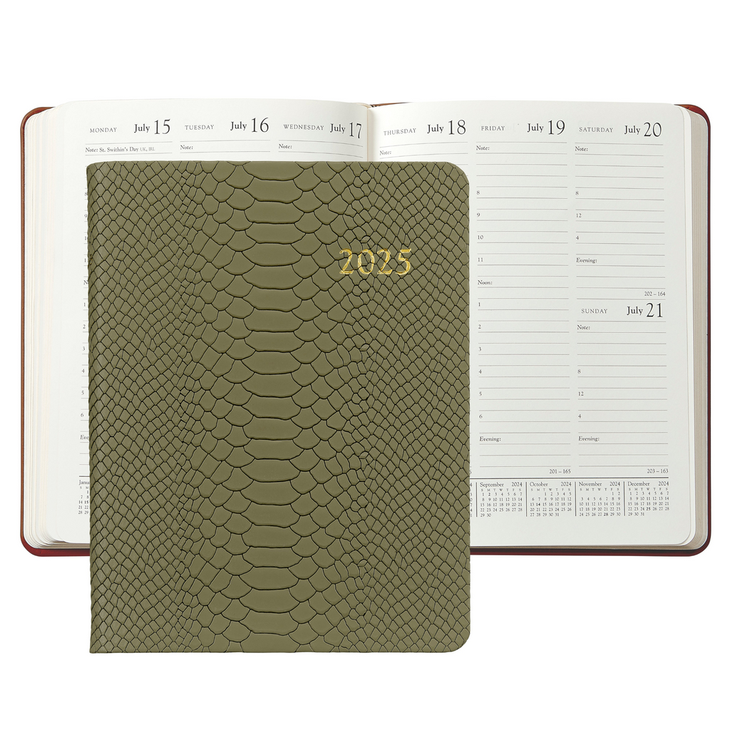 Personalize Embossed Python Leather 2025 Desk Diary - The Well Appointed House