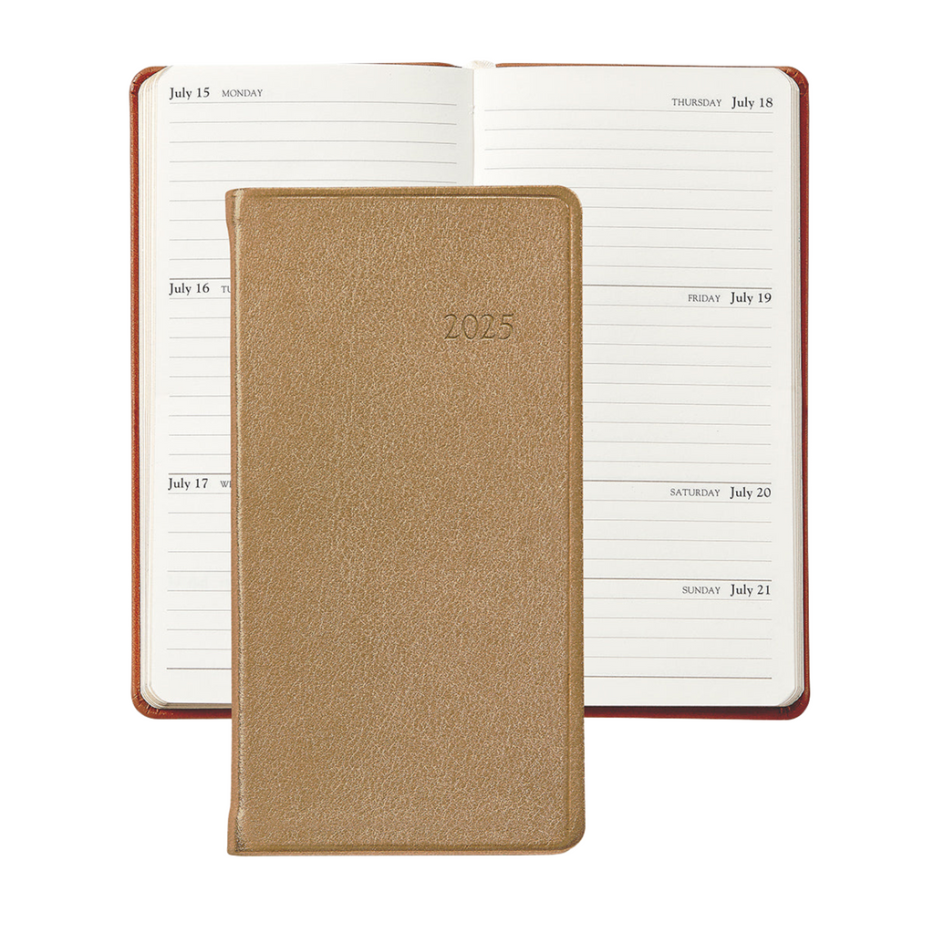 Personalize Goatskin Leather 2025 6" Pocket Datebook - the well appointed house