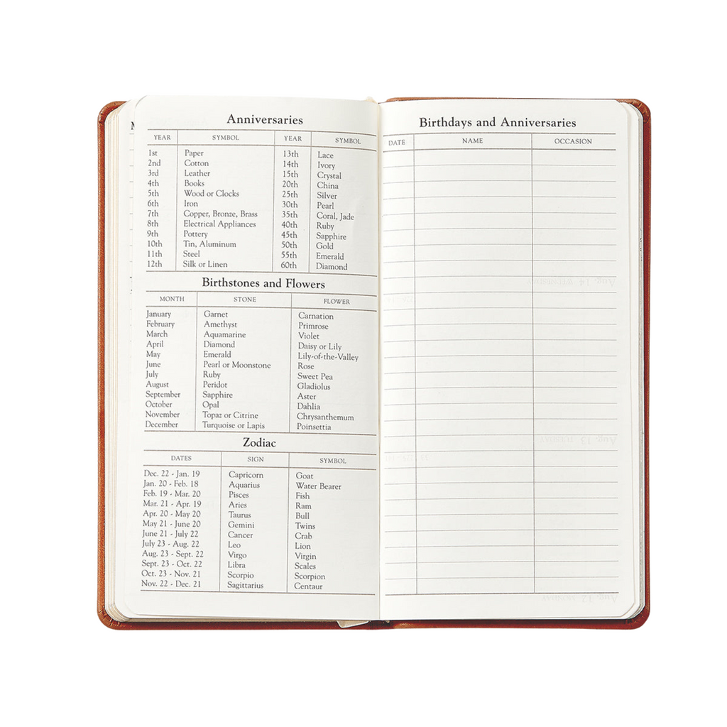 Personalize Goatskin Leather 2025 6" Pocket Datebook - the well appointed house