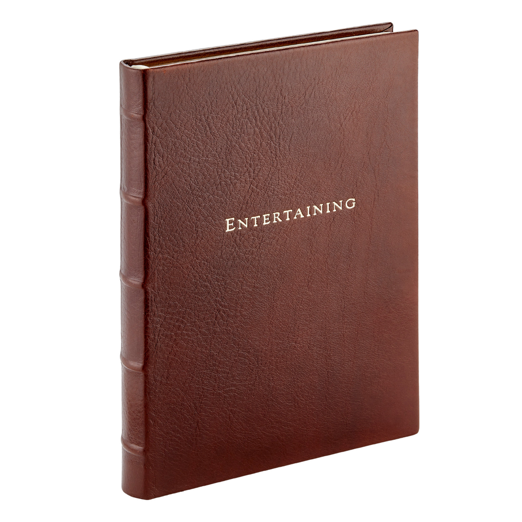 Personalize Brown Goatskin Leather Entertaining Book - The Well Appointed House