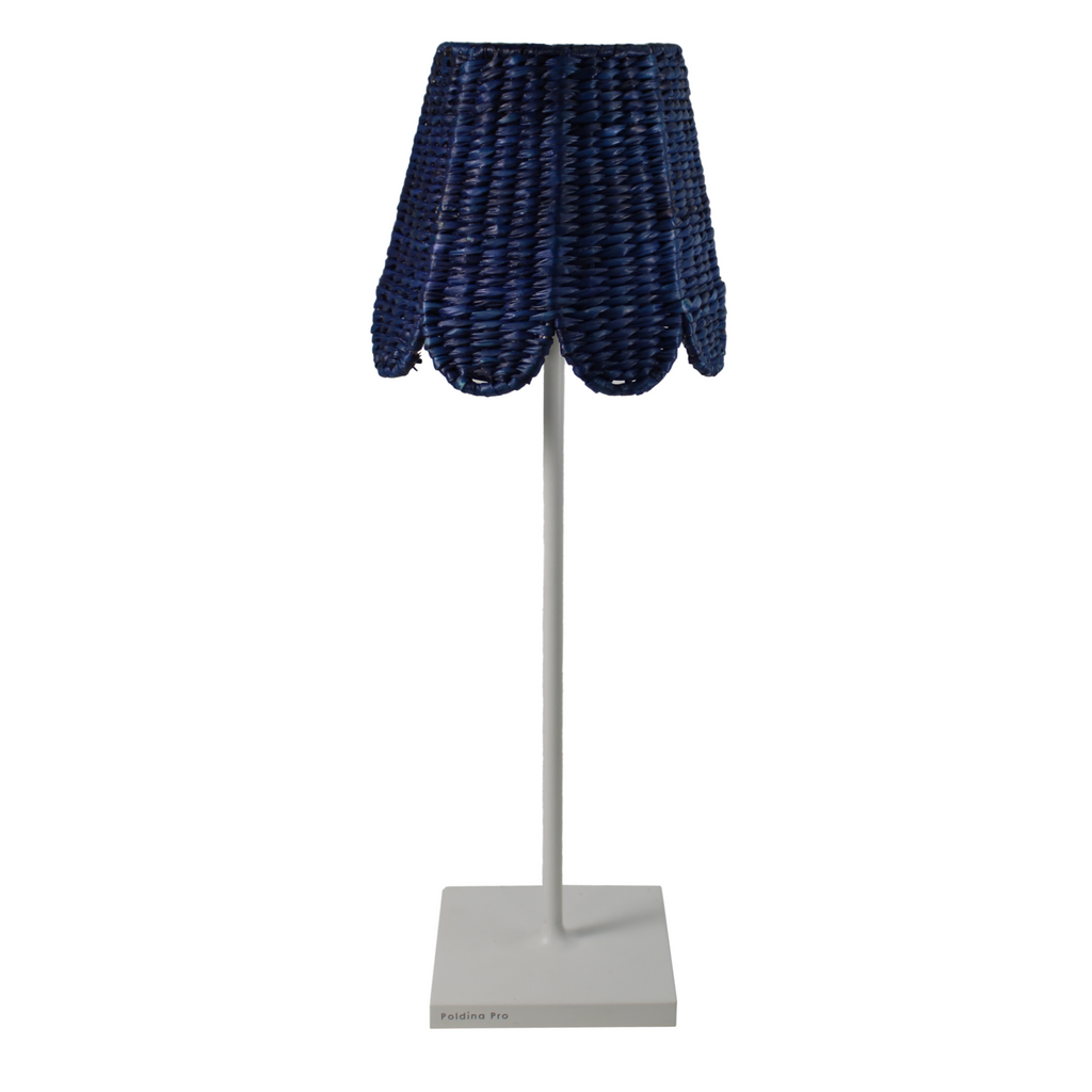 Petite Woven Seagrass Lampshade, Scalloped in Navy - The Well Appointed House