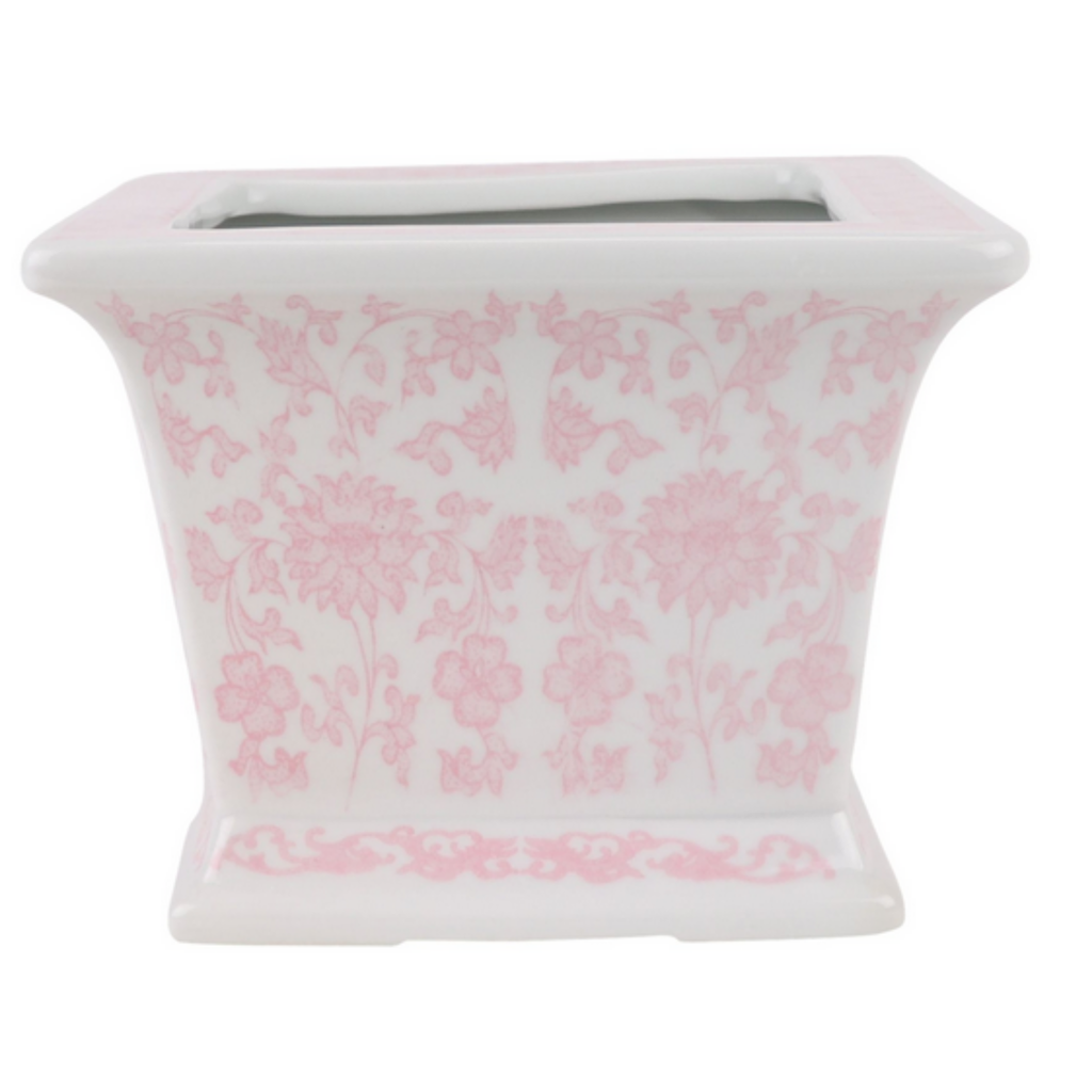 Pink Square Floral Planter - The Well Appointed House