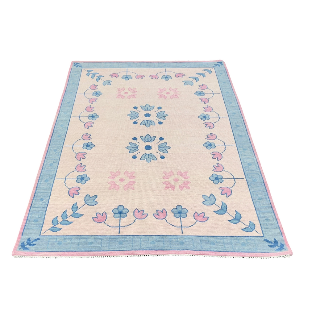 Lauren Oushak Rug in Pink & Blue - The Well Appointed House