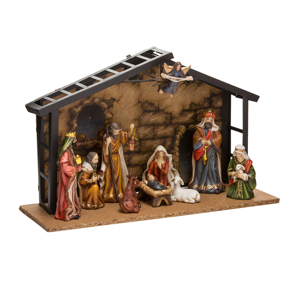 Porcelain Nativity Set With Stable, 10-Piece Set-The Well Appointed House