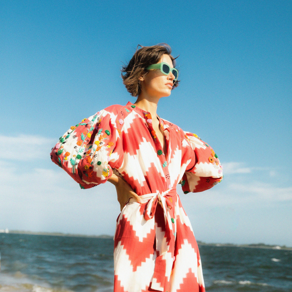 Rambagh Flower Dress in Red - The Well Appointed House