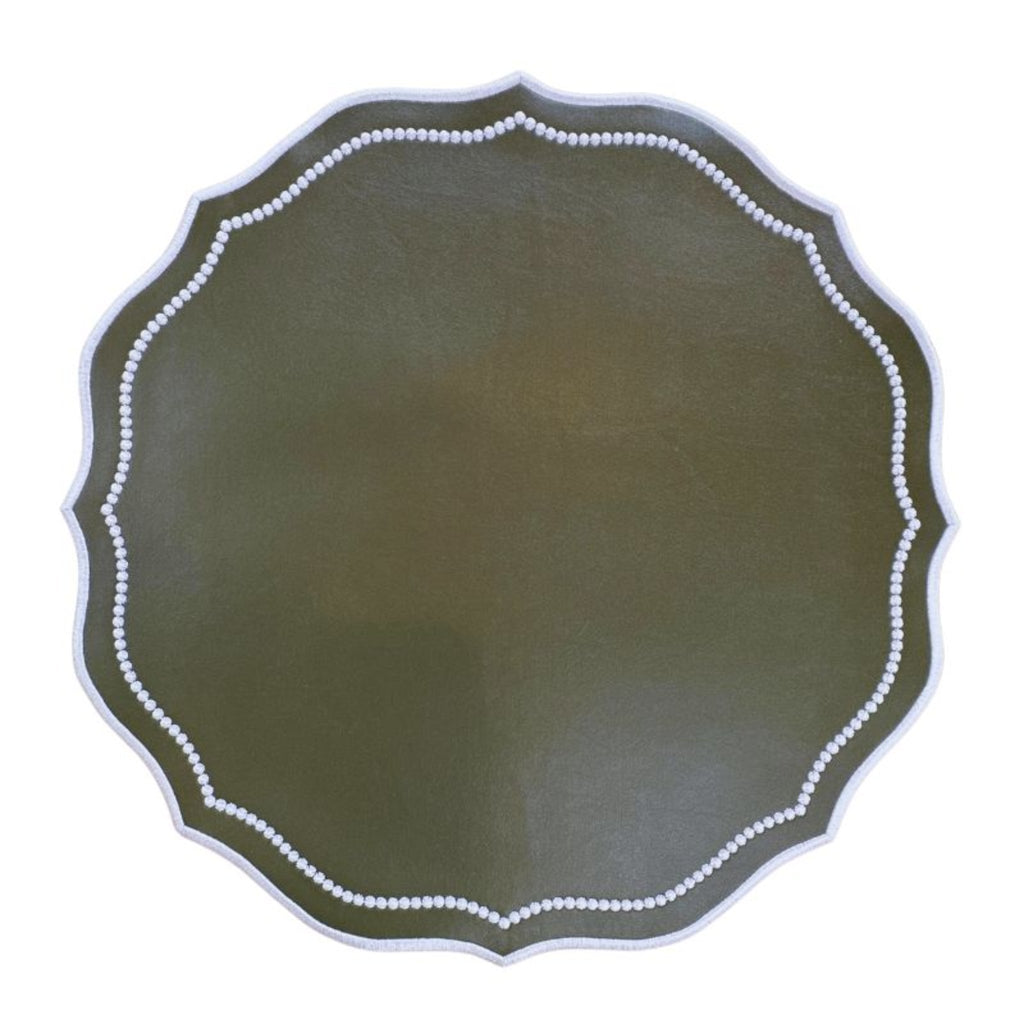 Sloane Placemat With Dotted Border in Dark Olive, Set of 4 - The Well Appointed House