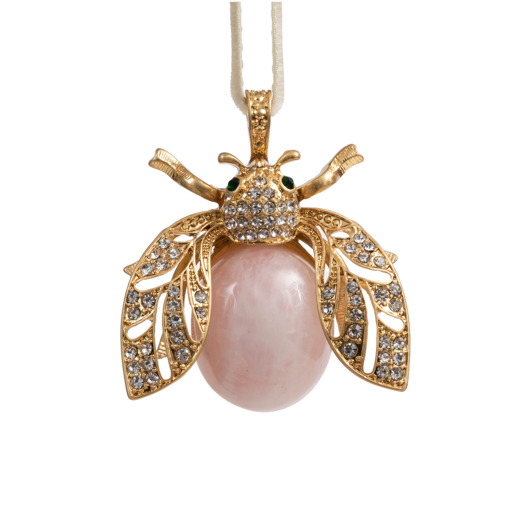 Sparkle Bee Hanging Ornament, Rose Quartz - The Well Appointed House