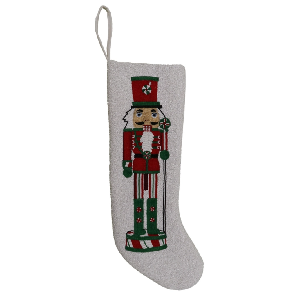 Beaded Nutcracker Christmas Stocking - The Well Appointed House