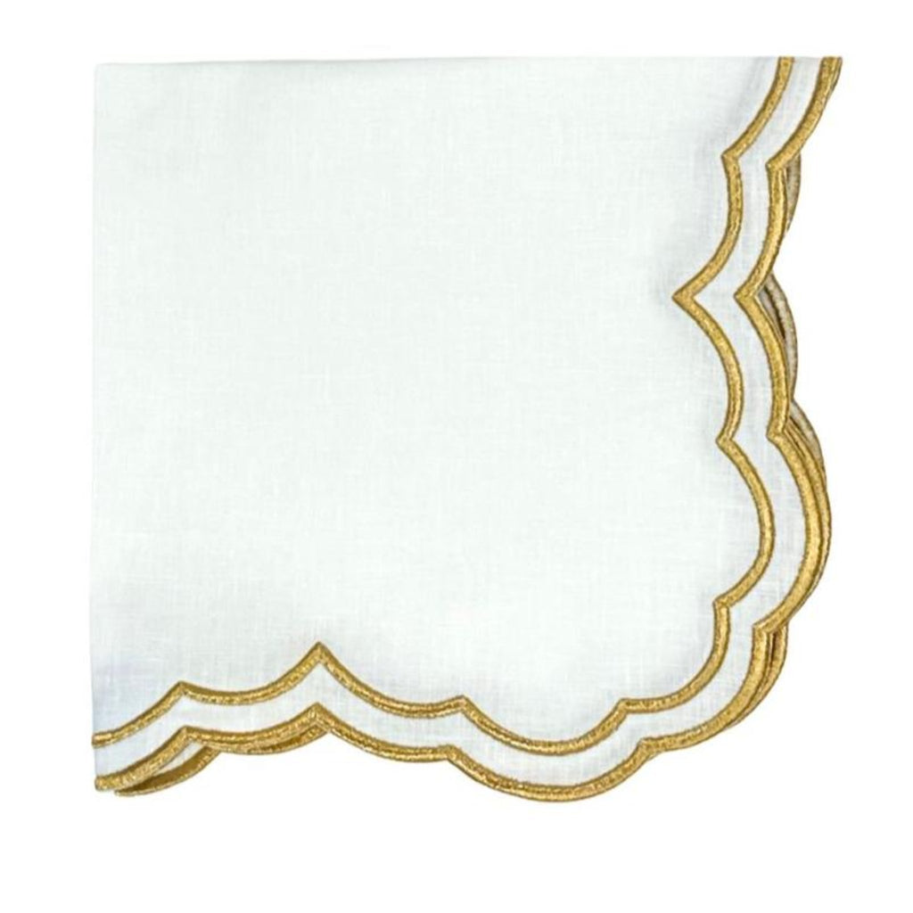 Studio Collection Lillian Napkin in White/Gold, Set of 4 - The Well Appointed House