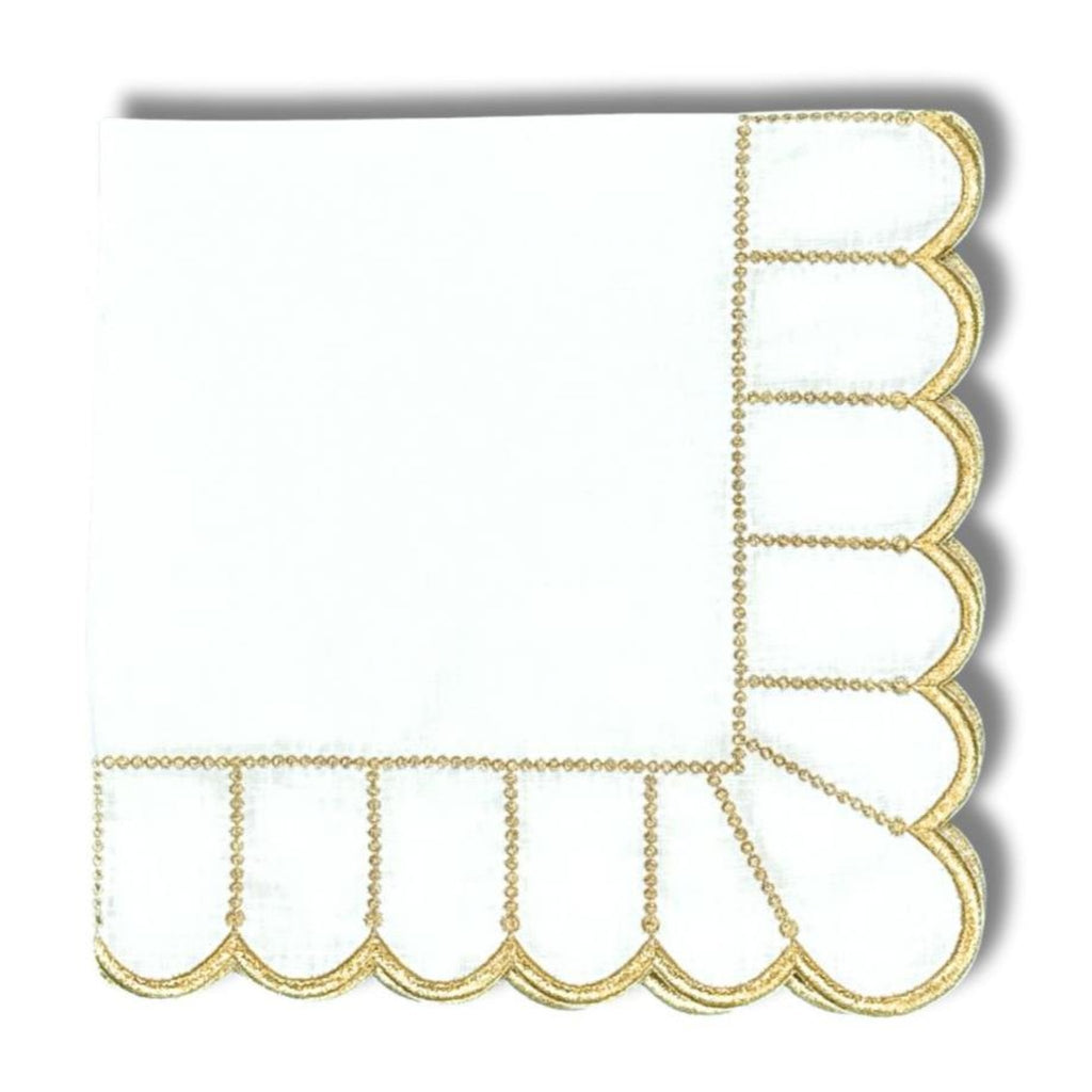 Studio Collection Linen Pippa Napkin in White/Gold, Set of 4 - The Well Appointed House