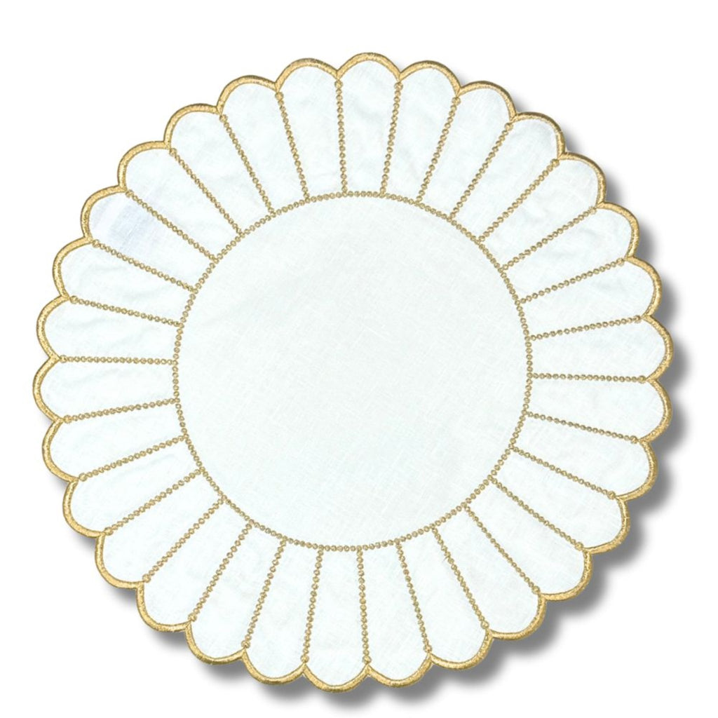 Studio Collection Linen Pippa Placemat in White/Gold, Set of 4 - The Well Appointed House