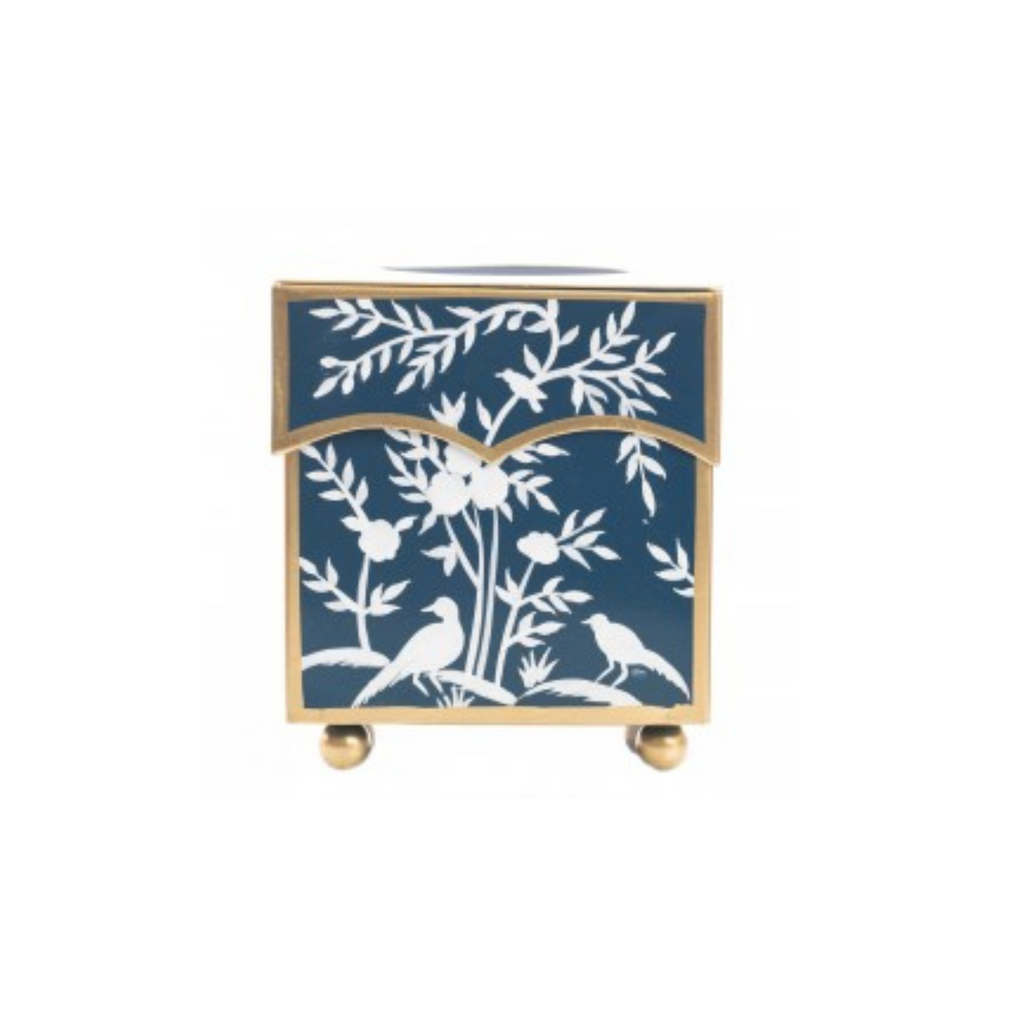 Navy & White Chinoiserie Scalloped Tissue Box - The Well Appointed House