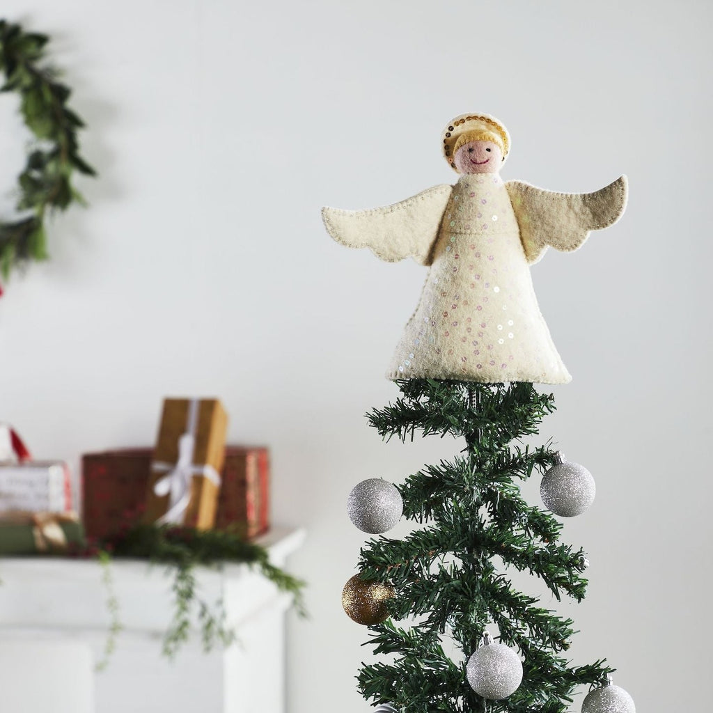 Handmade Hand Felted Wool Christmas Tree Topper - Angel - The Well Appointed House