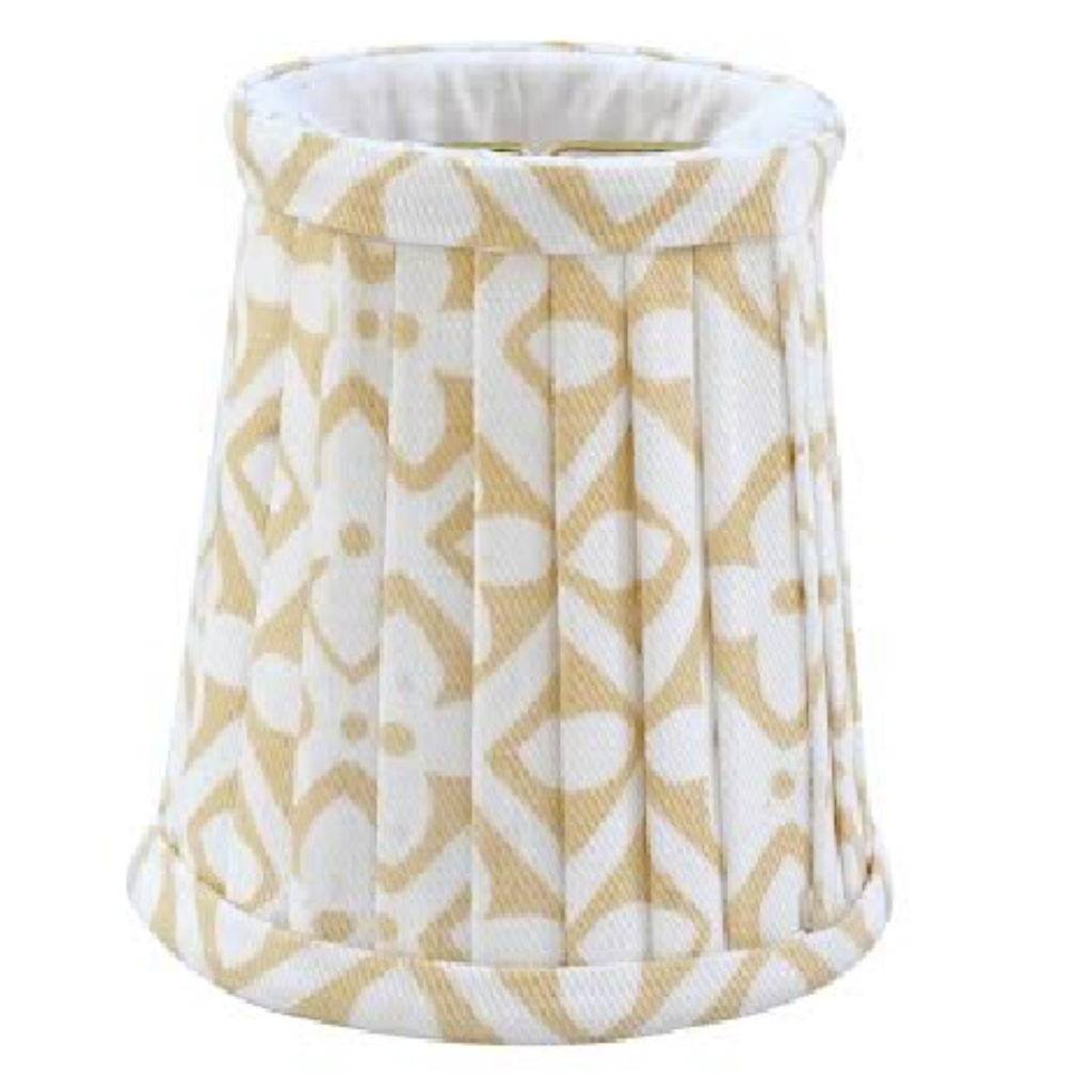 Tan & White Floral Round Pleated Sconce Shade - The Well Appointed House