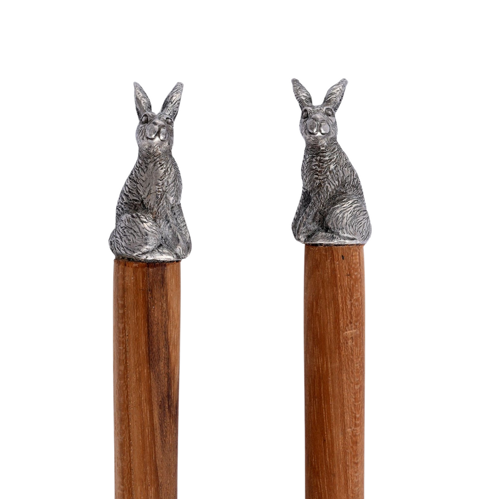 Teak Salad Servings with Pewter Bunny End - The Well Appointed House