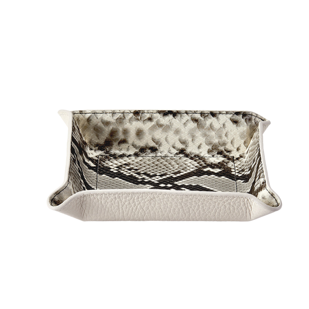 Personalize Embossed Python Leather Leather Catchall Tray - The Well Appointed House