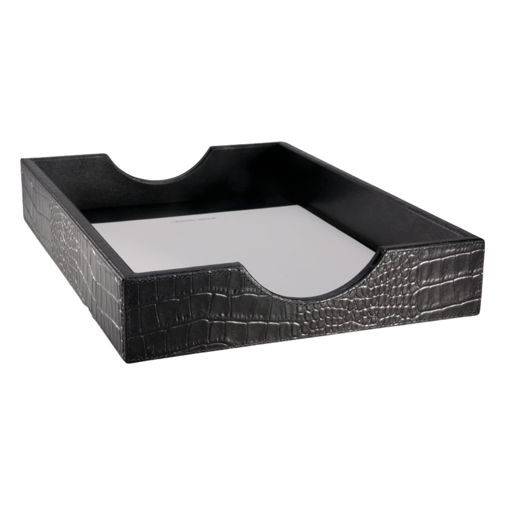 Embossed Croc Leather Letter Tray - The Well Appointed  House