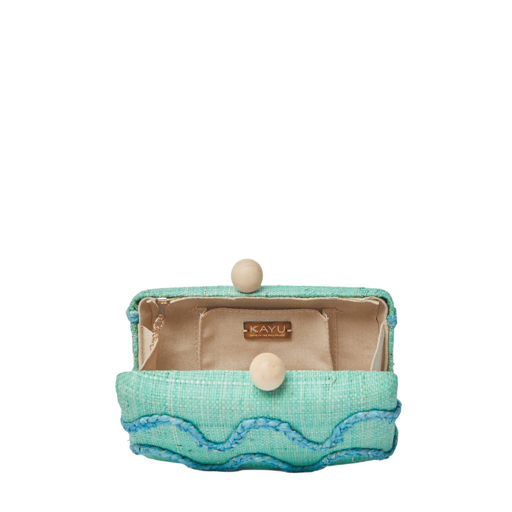 Tierra Embroidered Straw Clutch Bag in Green - The Well Appointed House