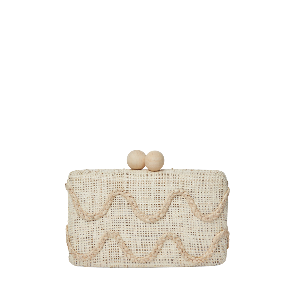 Tierra Embroidered Straw Clutch Bag in Natural - The Well Appointed House