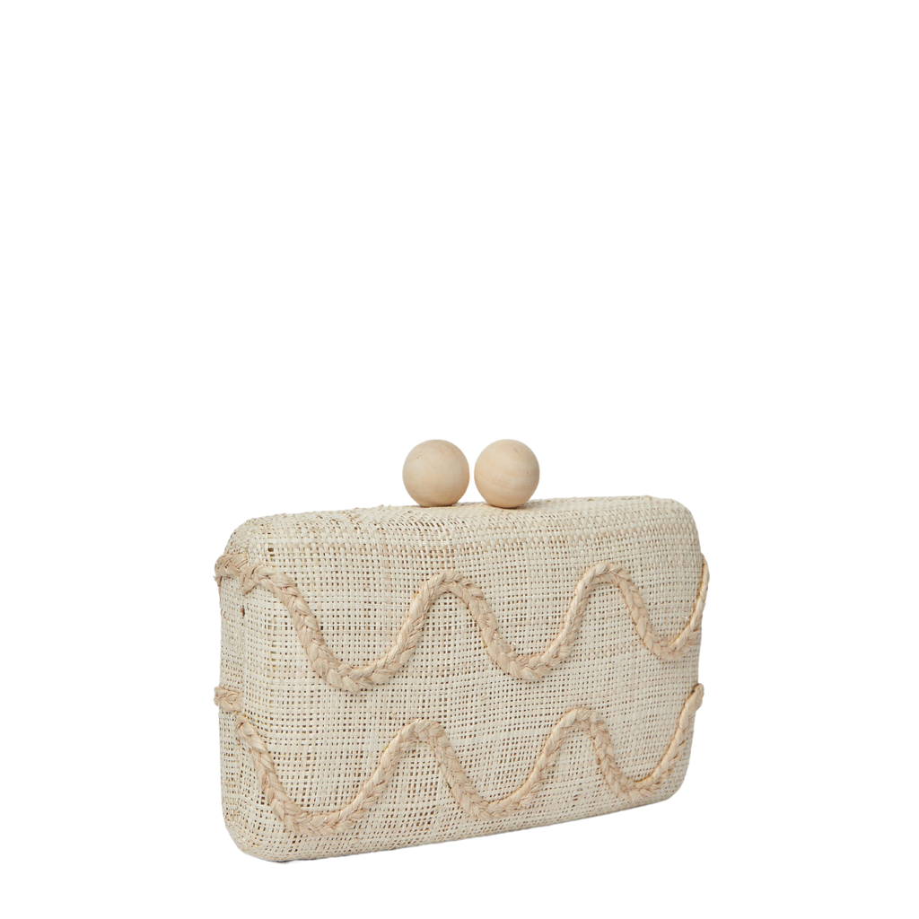 Tierra Embroidered Straw Clutch Bag in Natural - The Well Appointed House