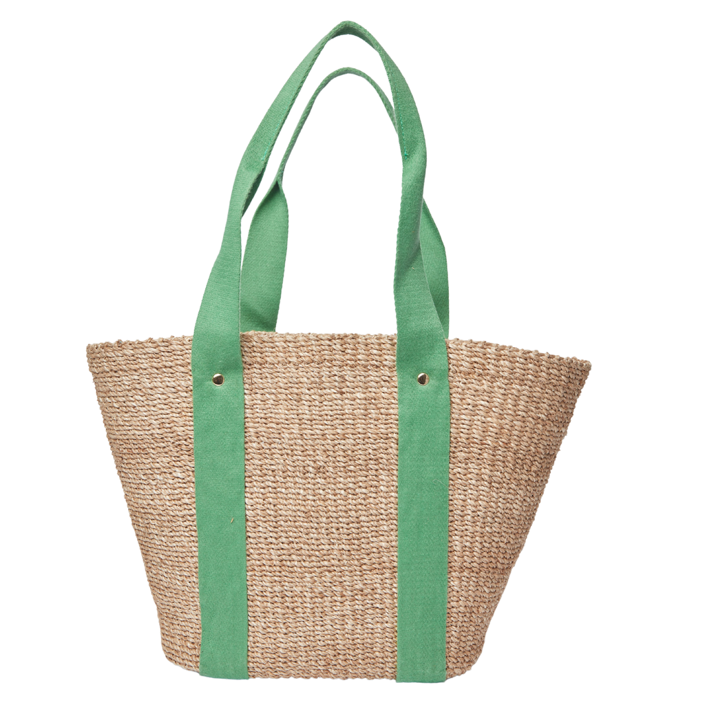 Toci Straw Tote Bag in Green - The Well Appointed House