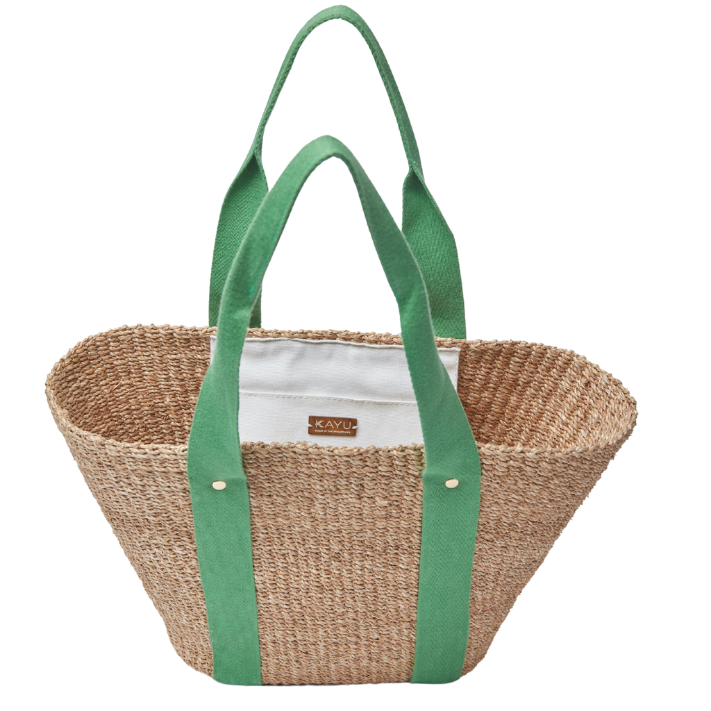 Toci Straw Tote Bag in Green - The Well Appointed House