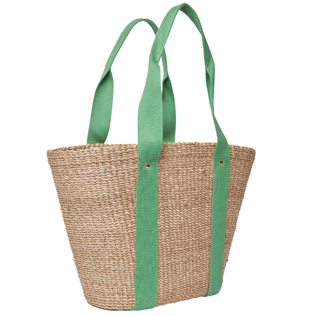 Toci Straw Tote Bag in Green - The Well Appointed House