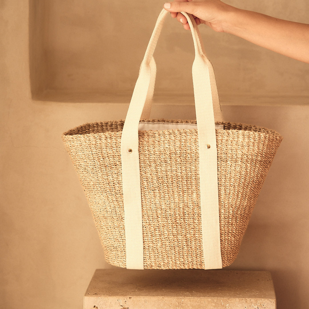 Toci Straw Tote Bag in Ivory - The Well Appointed House