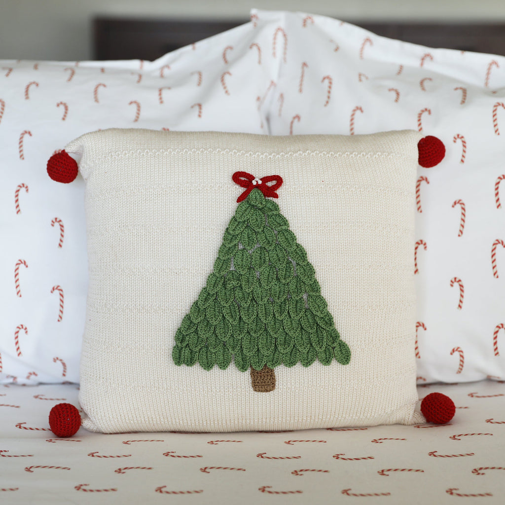 Christmas Tree 12" Pillow in Ecru - The Well Appointed House