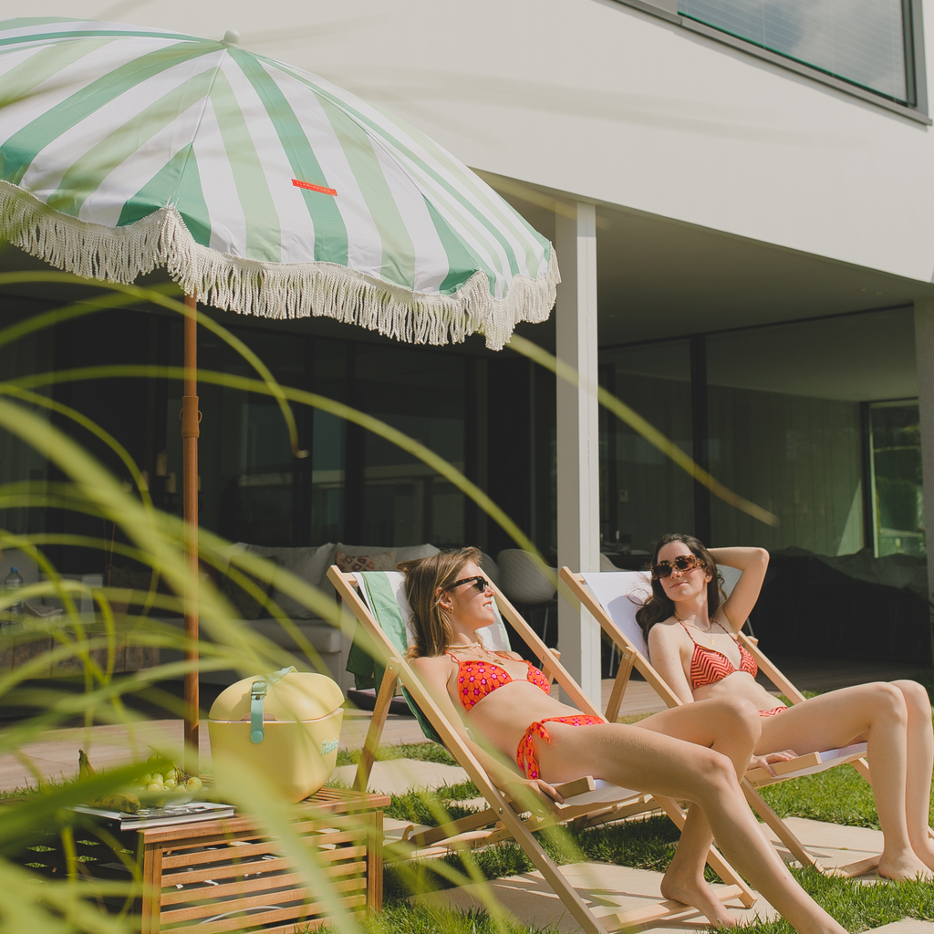 Capri Green Striped  Umbrella - The Well Appointed House