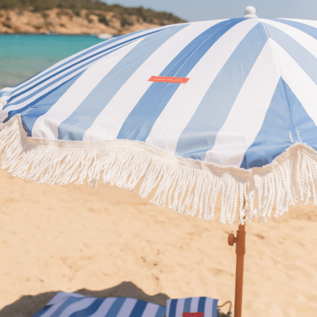 Capri Blue Striped  Umbrella - The Well Appointed House