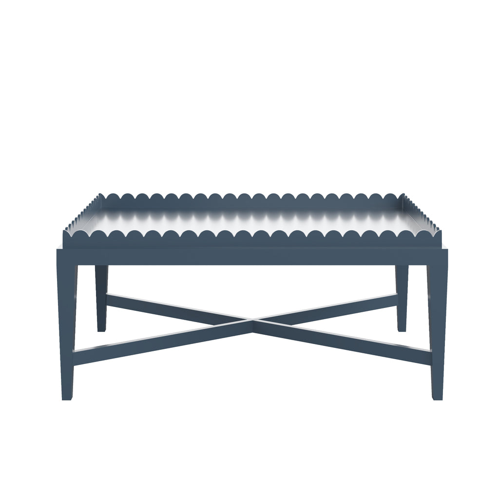 Custom Painted Scalloped Edge Coffee Table - The Well Appointed House