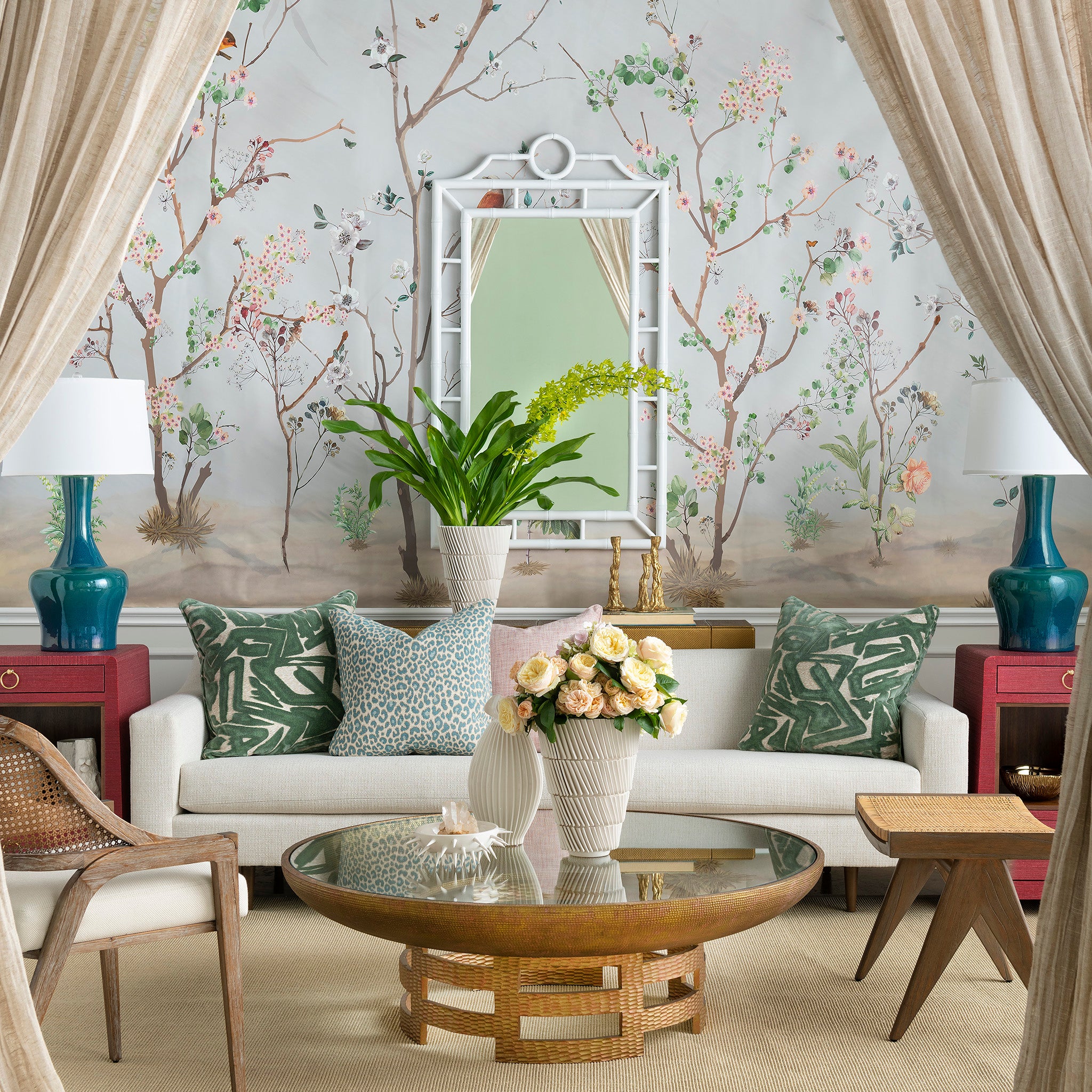 Living room with Wallpaper & Mirrors