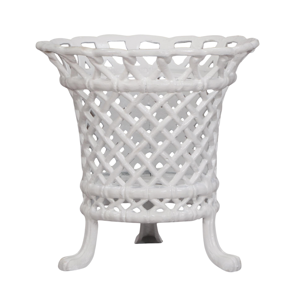 White Lattice Lattice Footed Planter - The Well Appointed House