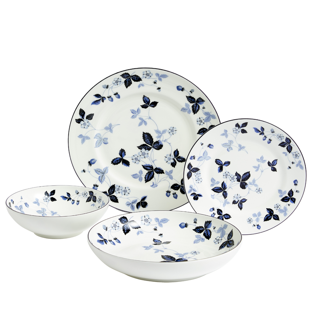 Wild Strawberry Inky Blue Dinnerware, 4 Piece Set - The Well Appointed House