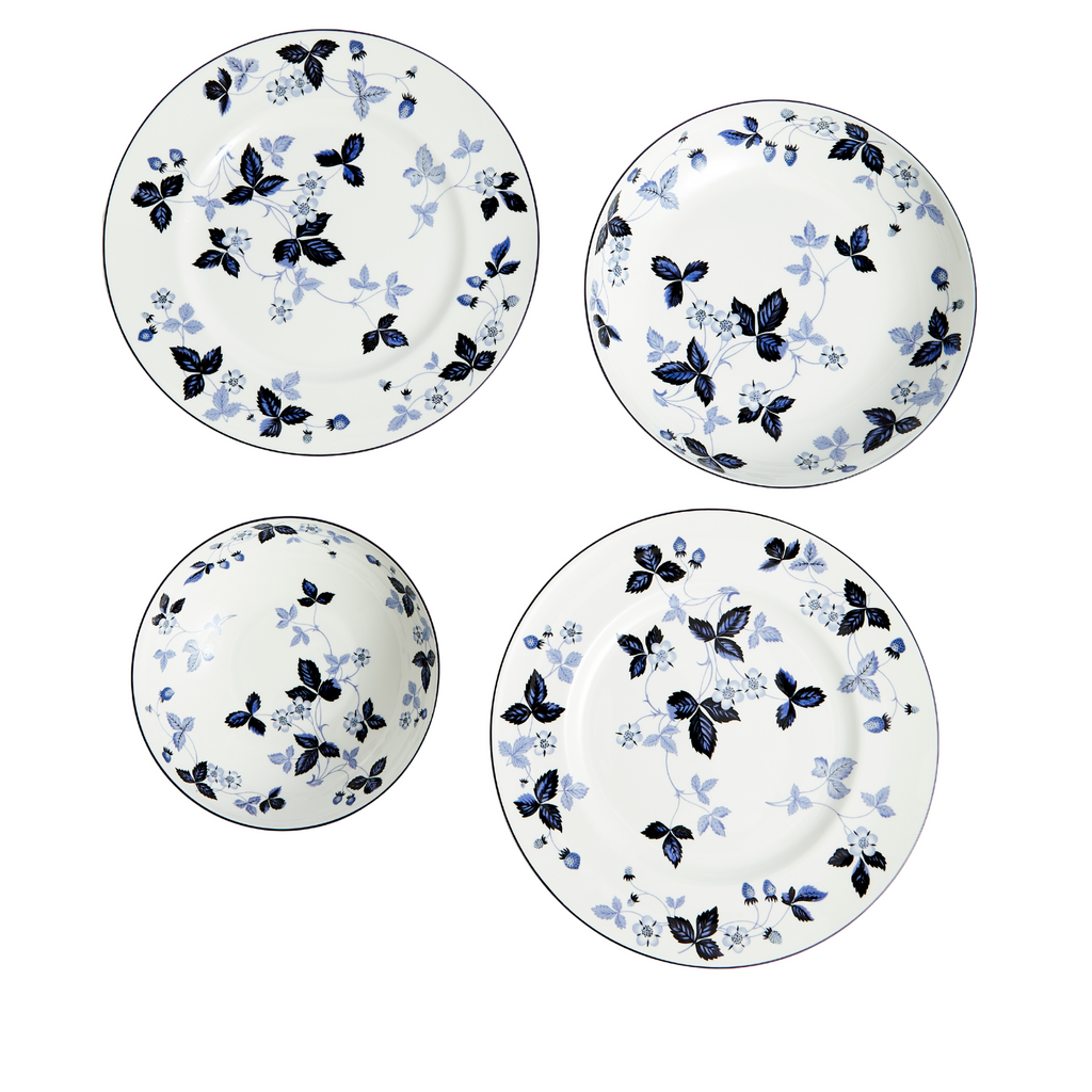 Wild Strawberry Inky Blue Dinnerware, 8 Piece Set - The Well Appointed House