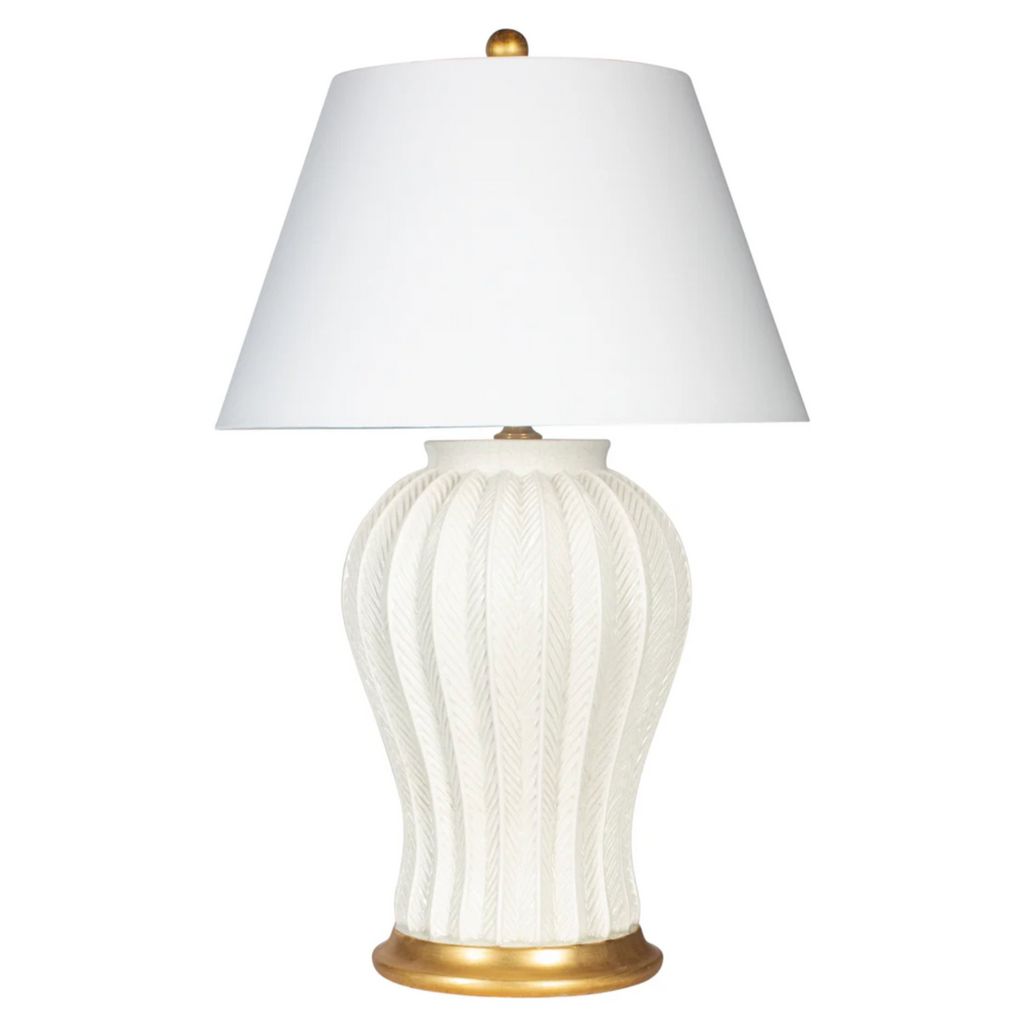 Winter Leaves Table Lamp in Off-White- The Well Appointed House
