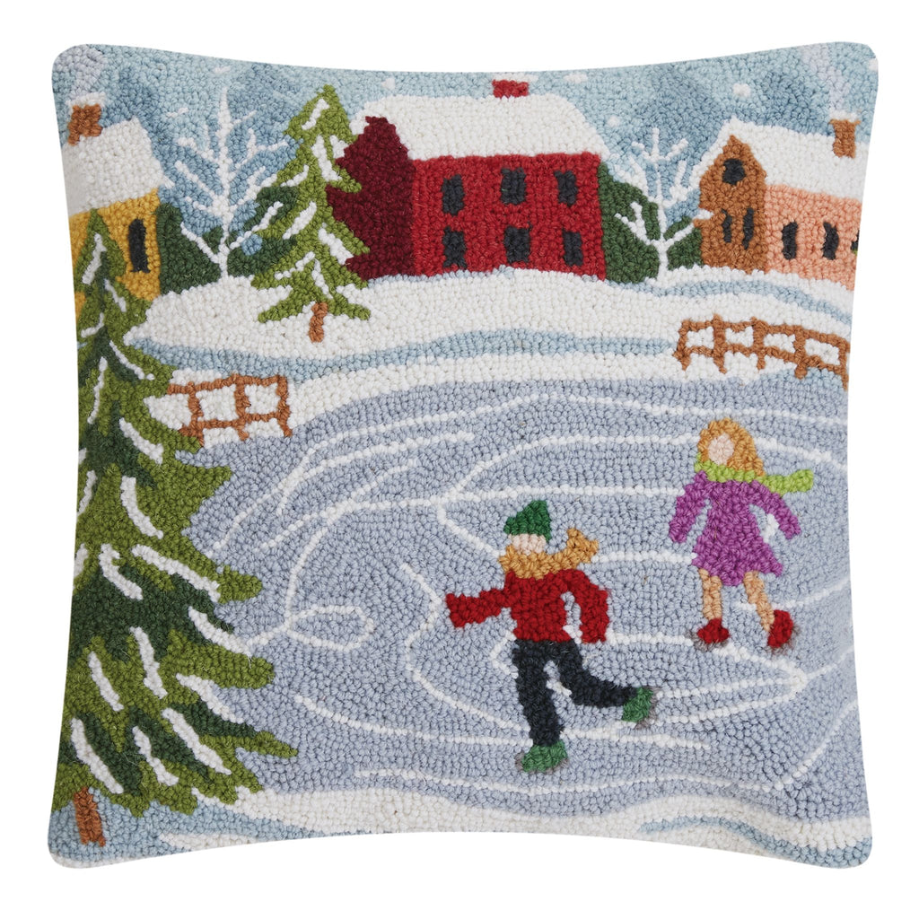 Winter Skating Rink Decorative Hook Pillow-The Well Appointed House