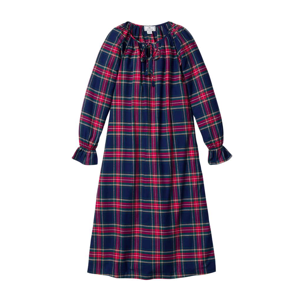 Women's Brushed Cotton Delphine Nightgown in Windsor Tartan - The Well Appointed House