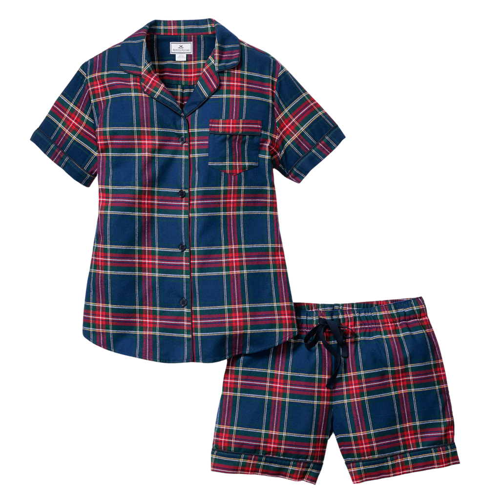 Women's Brushed Cotton Short Sleeve Short Set in Windsor Tartan - The Well Appointed House