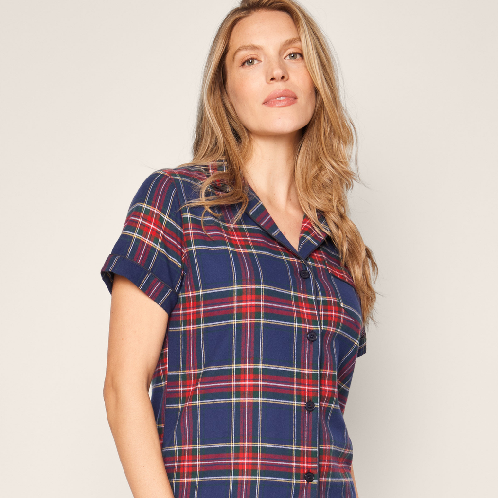 Women's Brushed Cotton Short Sleeve Short Set in Windsor Tartan - The Well Appointed House