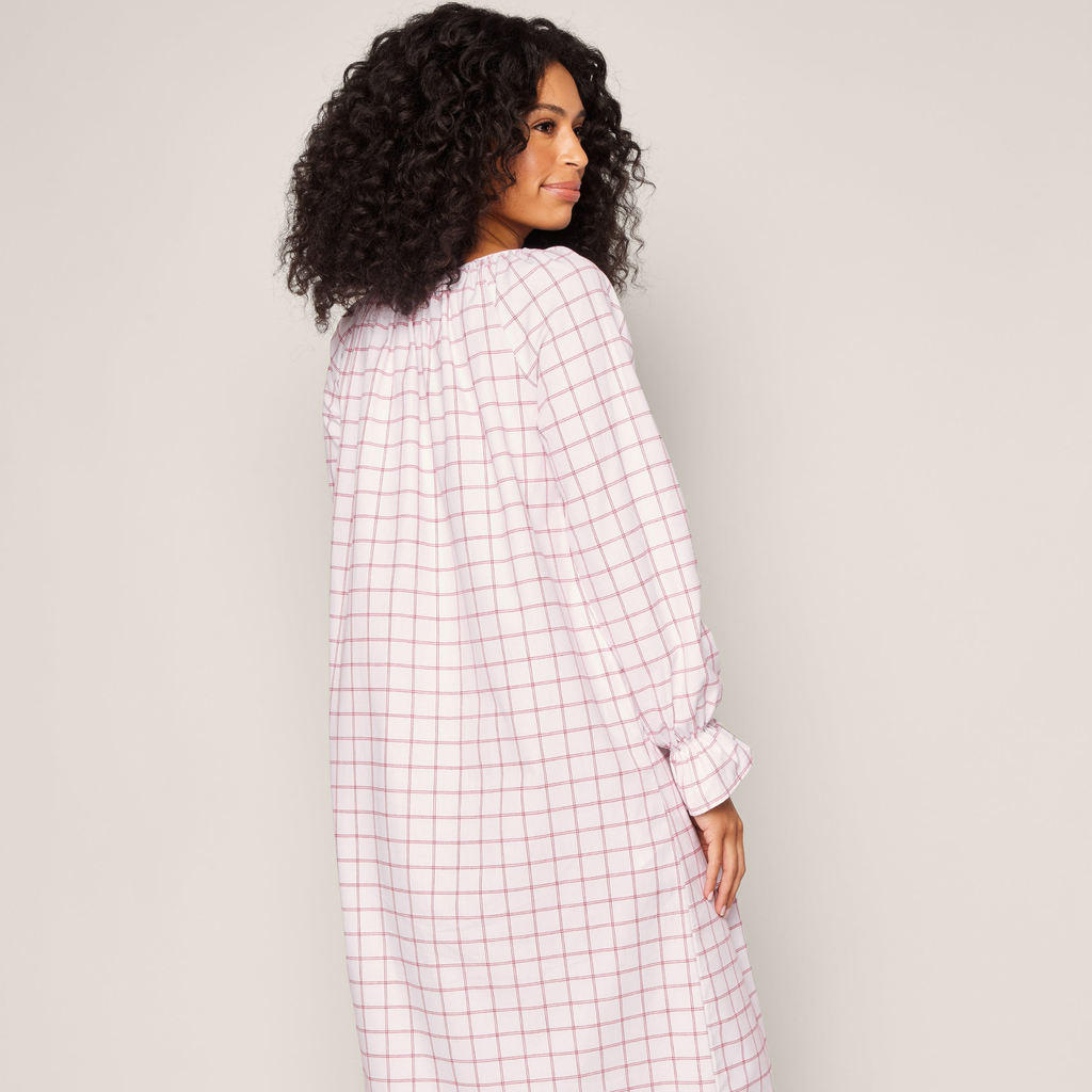 Women's Twill Delphine Nightgown in Garnet Tattersall - The Well Appointed House