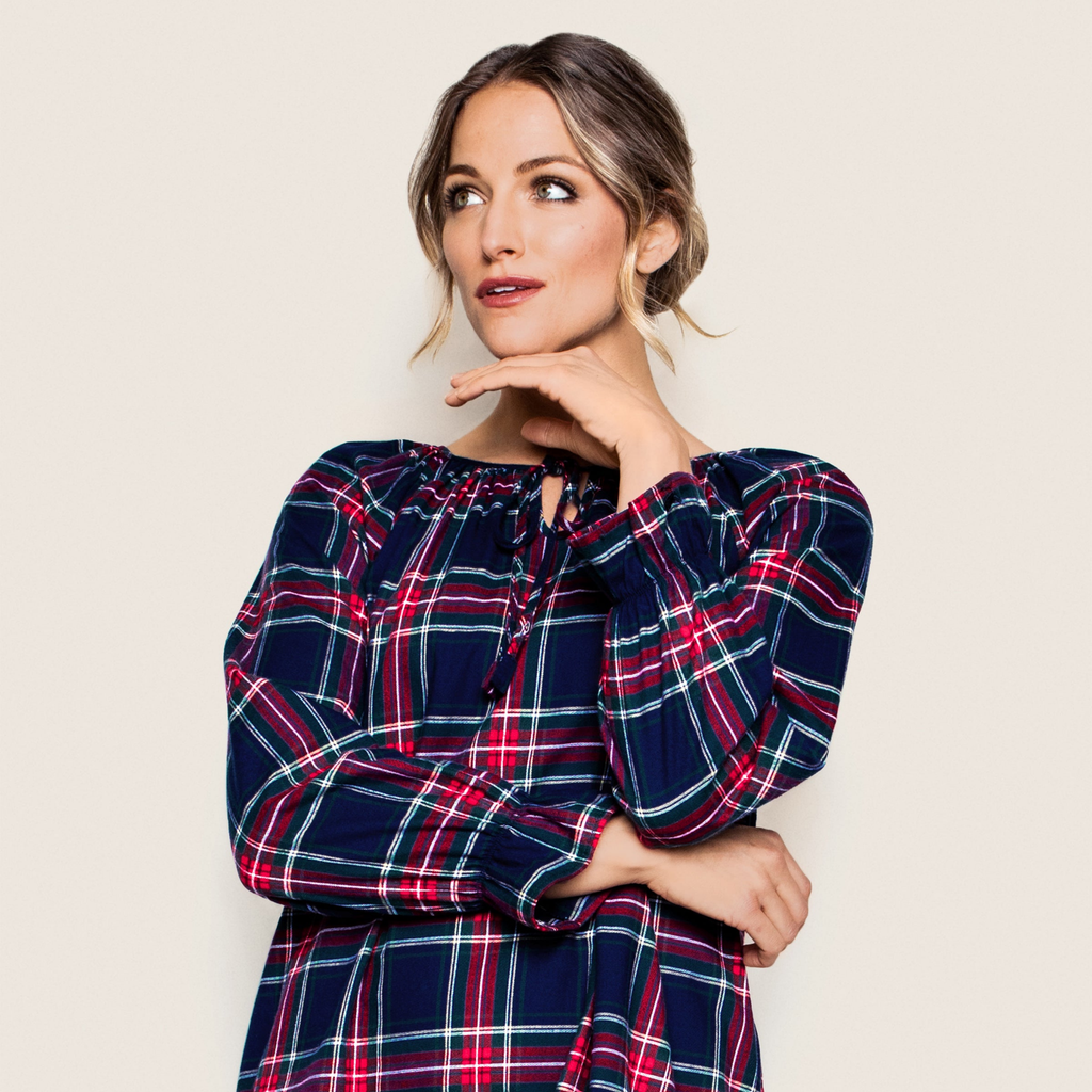 Women's Brushed Cotton Delphine Nightgown in Windsor Tartan - The Well Appointed House