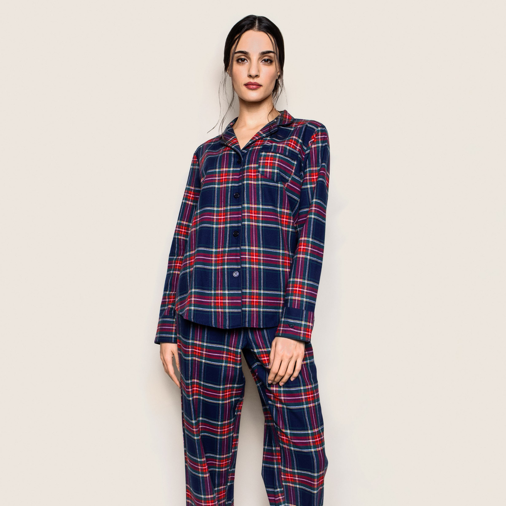 Women's Brushed Cotton Pajama Set in Windsor Tartan- The Well Appointed House