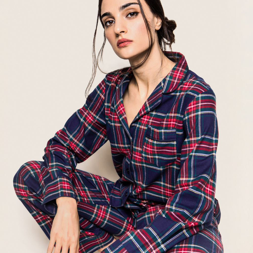 Women's Brushed Cotton Pajama Set in Windsor Tartan- The Well Appointed House