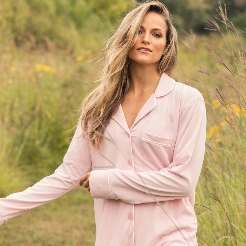 Women's Pima Pajama Set in Pink - The Well Appointed House